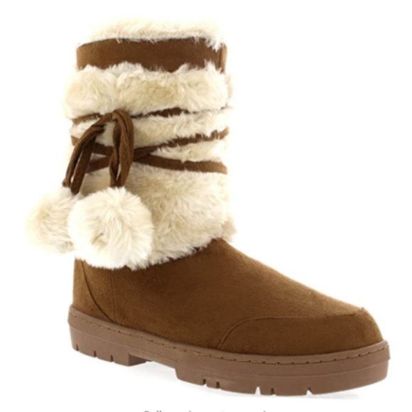 NWT Sherpa Furry Suede Rubber Sole Winter Boots - Picture 4 of 5